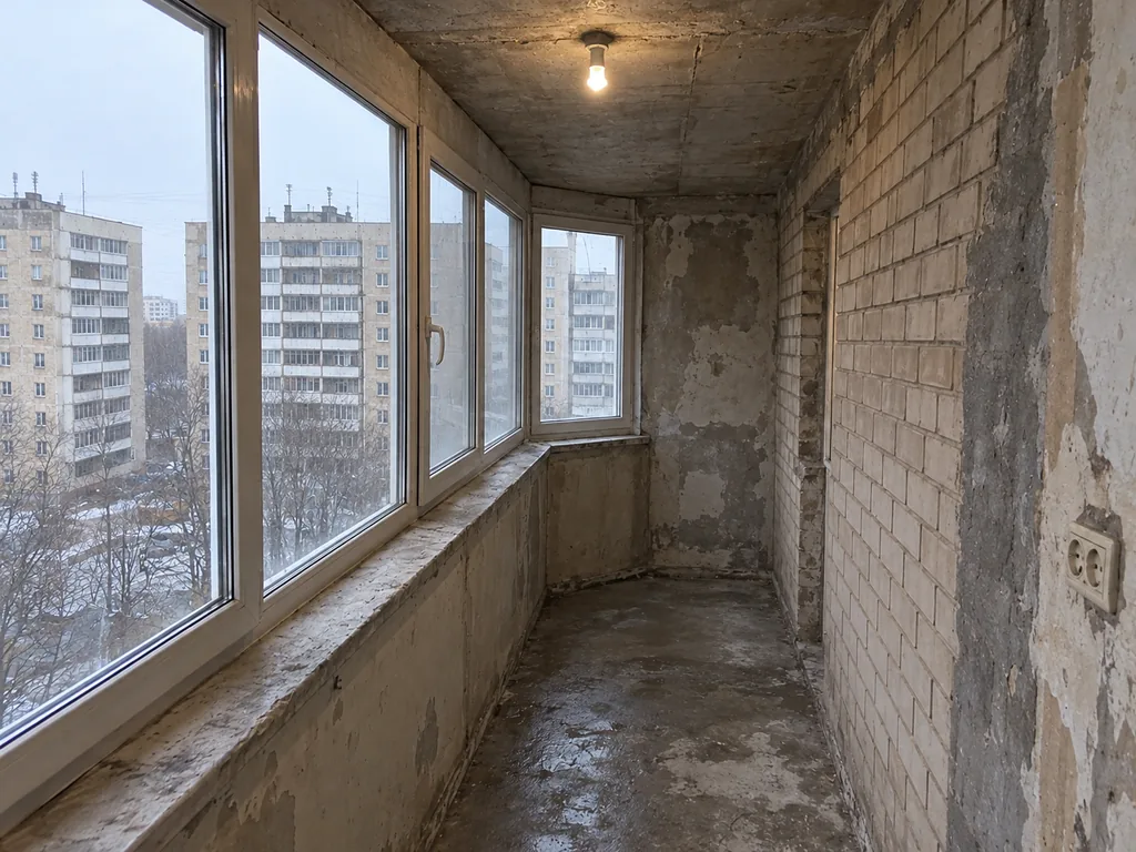 Балкон после пожара - после уборки
